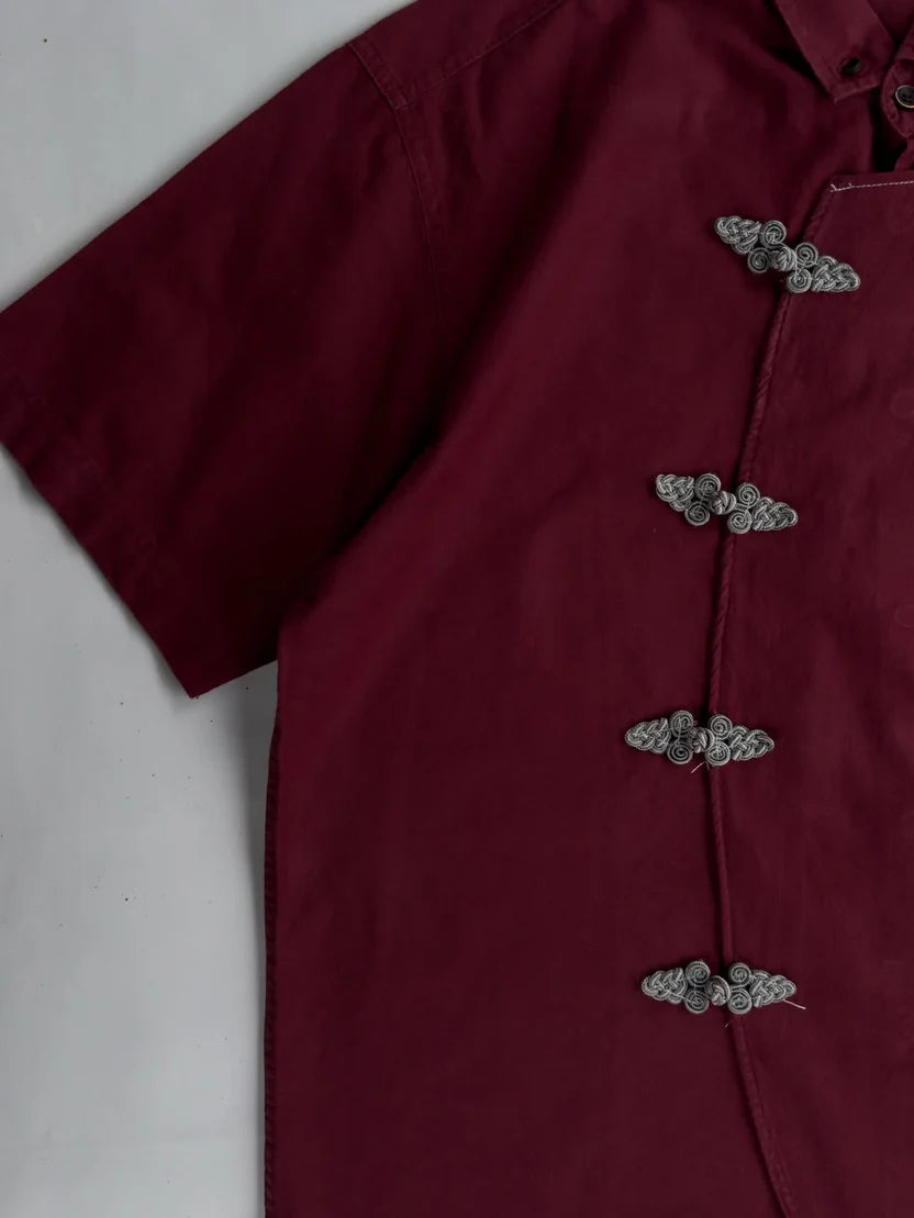 Imperial Crimson boxy fit oversized shirt premium fabric detail