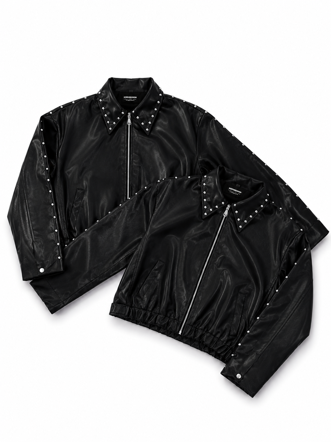 Mercywear Ironbite jacket metallic stud and collar detailing