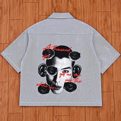 Monochrome oversized shirt with bold back artwork