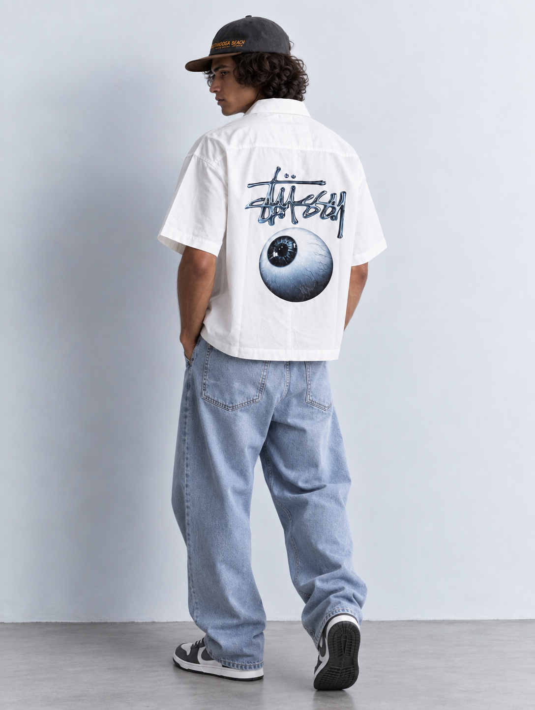 White eyeball graphic oversized shirt streetwear fashion